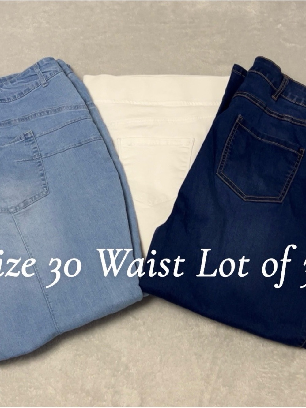 ellos Women’s High-Rise Jeans in Light Blue, White & Dark Blue Lot of 2